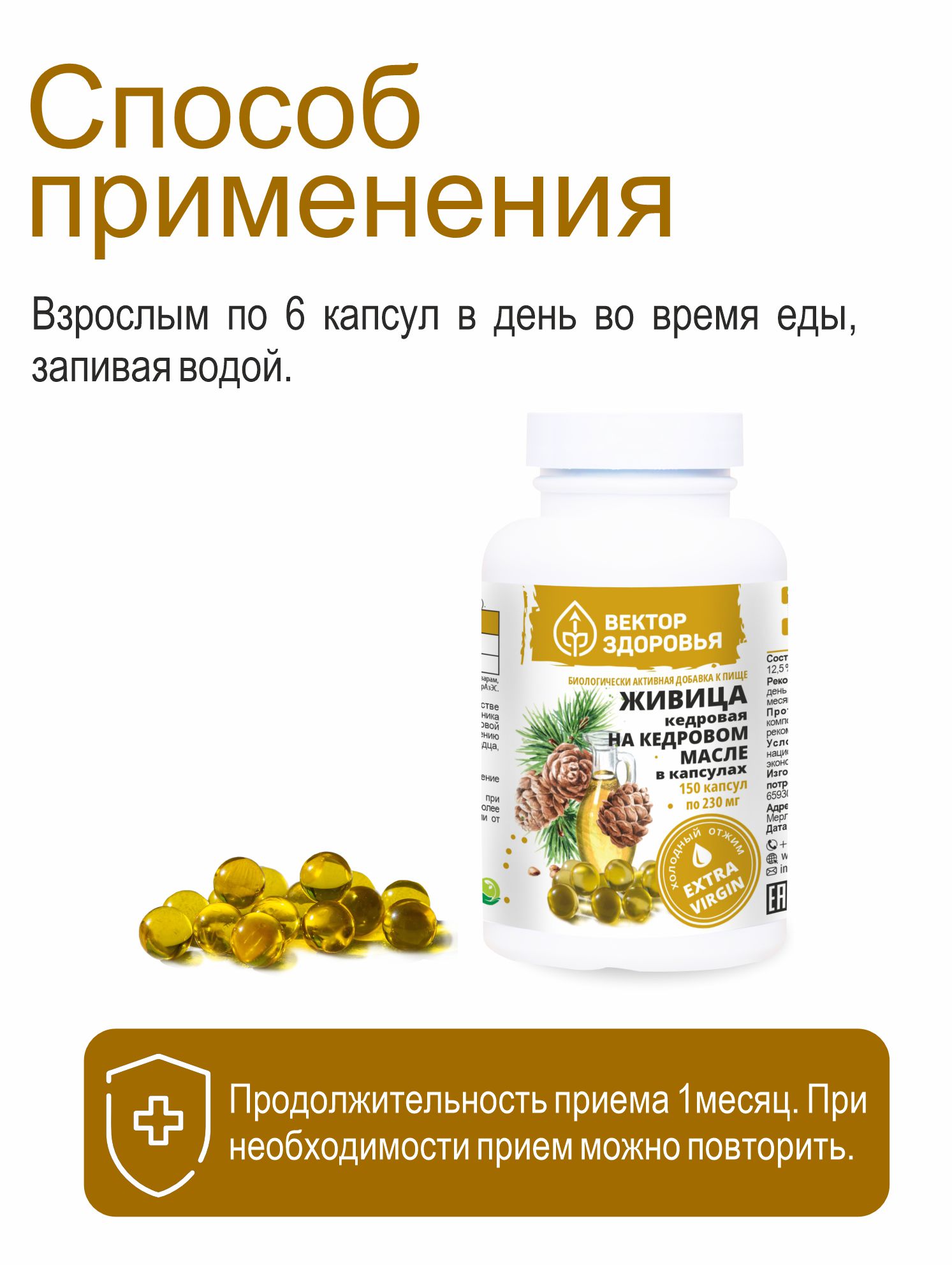 Алтай Простые решения, Живица кедровая 12,5% на кедровом масле, капсулы, 150 шт.