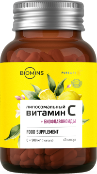 Biomins, Липосомальный витамин C «PureWay» с биофлавоноидами, капсулы, 60 шт.