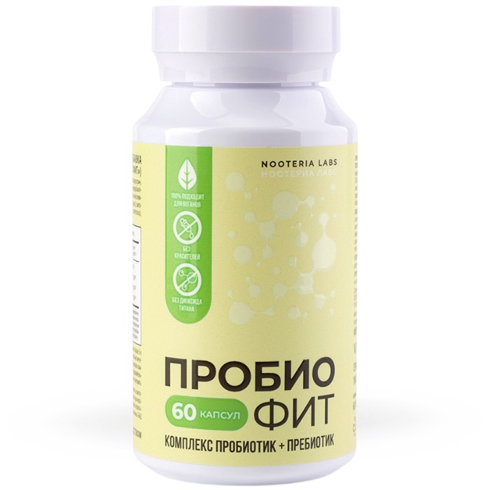 Nooteria Labs, Пробио Фит (комплекс пробиотик + пребиотик), капсулы, 60 шт.
