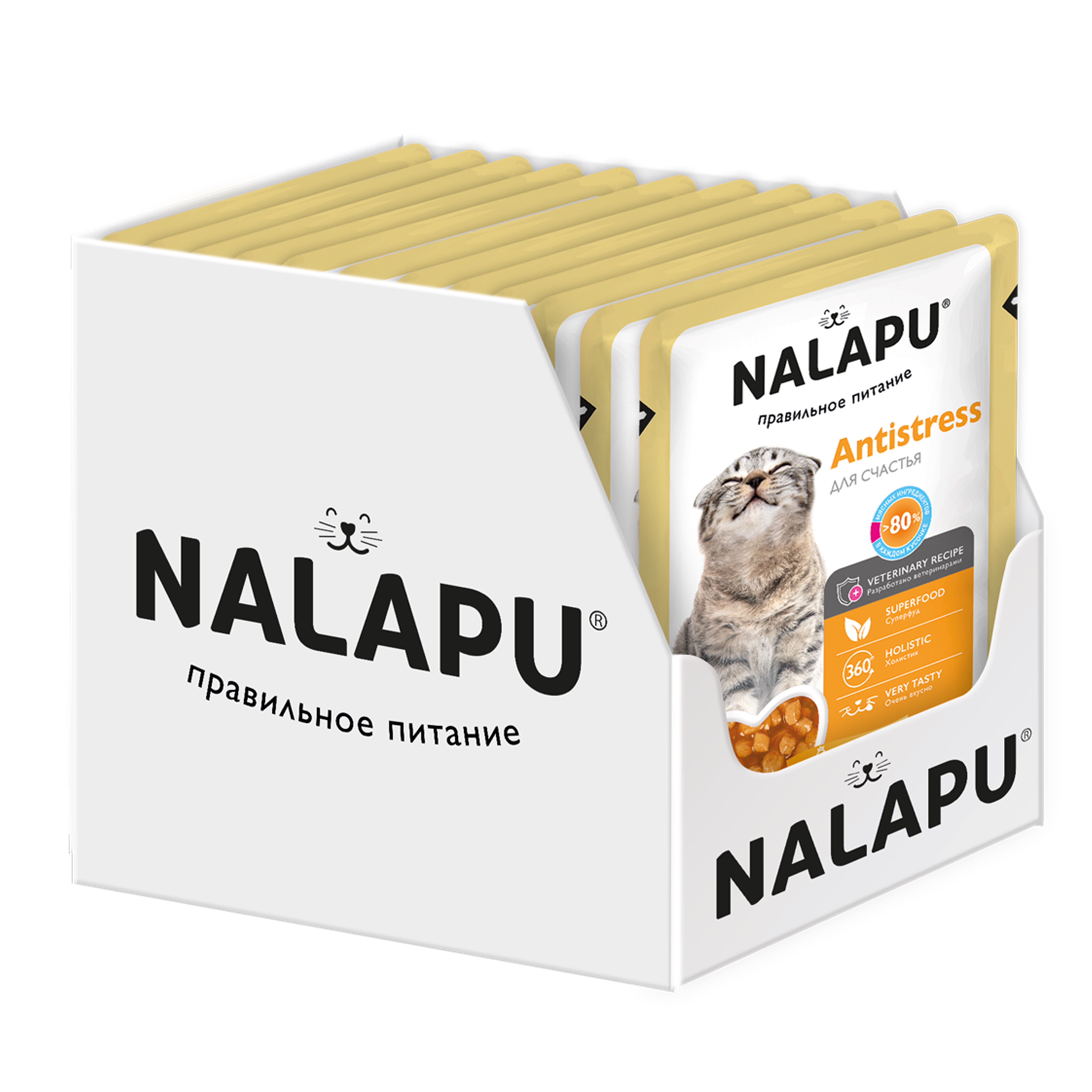 NALAPU, Antistress (консервированный корм для взрослых кошек), с курицей в желе, 12*77 г