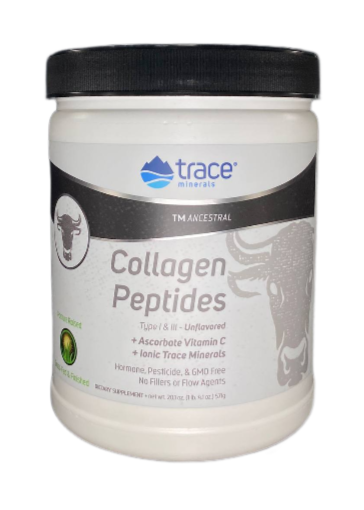 Trace minerals, Коллаген (I и III типа) + витамин С + минералы, без вкуса, порошок, 571 г