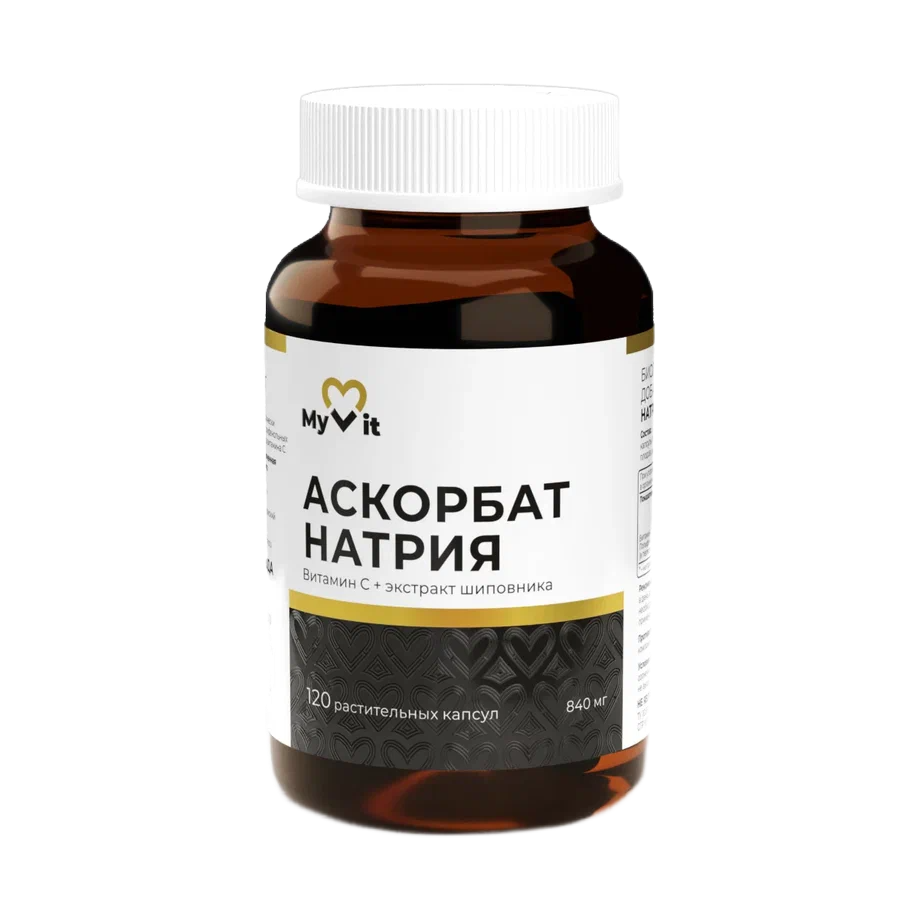 MyVit, Аскорбат натрия + экстракт шиповника, растительные капсулы, 120 шт.
