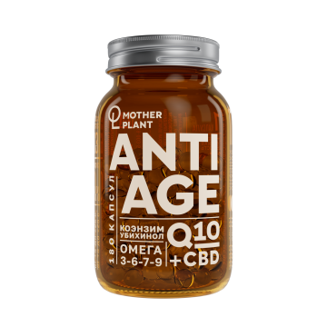 MotherPlant, ANTIAGE (Q10, CBD, Omega 3-6-7-9), комплекс для продления молодости, капсулы, 180 шт.
