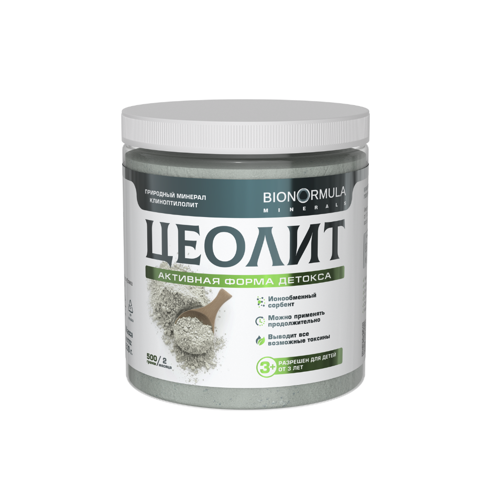 Bionormula Minerals, Цеолит пищевой, порошок, 500 г