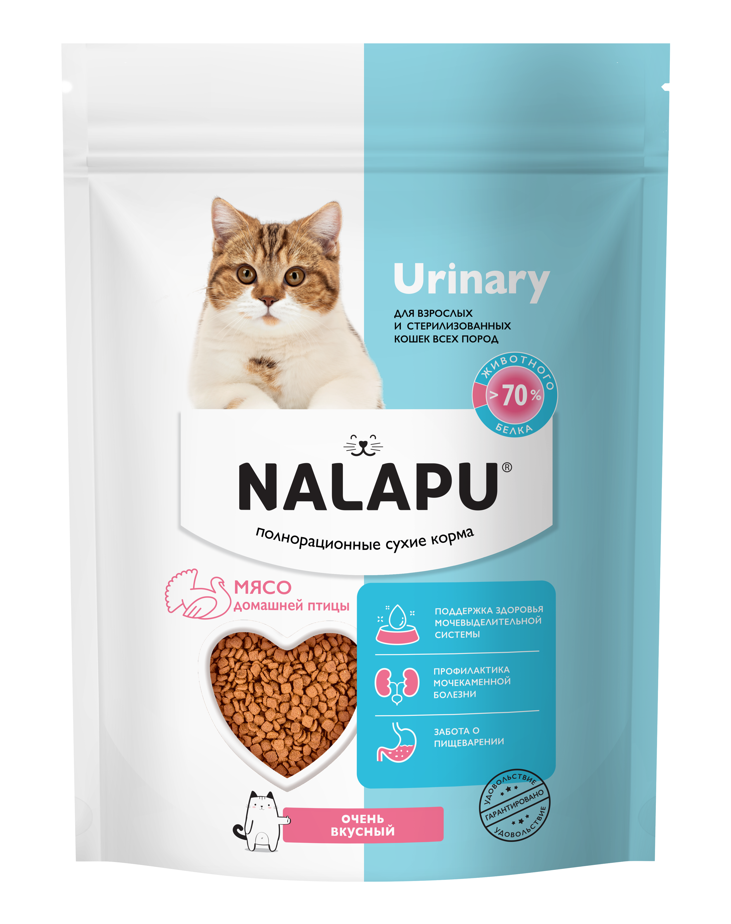 NALAPU, Сухой корм для взрослых и стерилизованных кошек Urinary (для профилактики МКБ), с мясом домашней птицы, 240 г