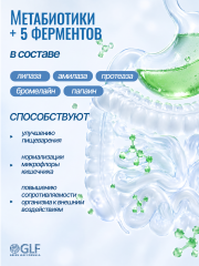 Green Leaf Formula, Метабиотик для кишечника + L-карнитин + ферменты, капсулы, 60 шт.