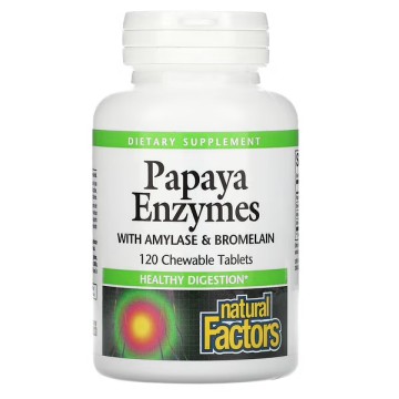 Natural Factors, Энзимы папайи, жевательные таблетки, 120 шт.
