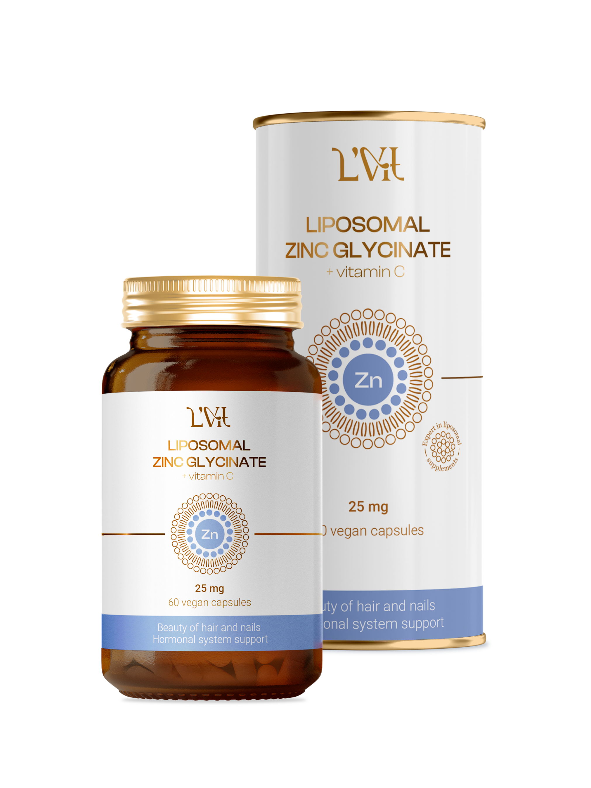 Liposomal Vitamins, Липосомальный цинк (бисглицинат) + Витамин C (L-аскорбат натрия), растительные капсулы, 60 шт.
