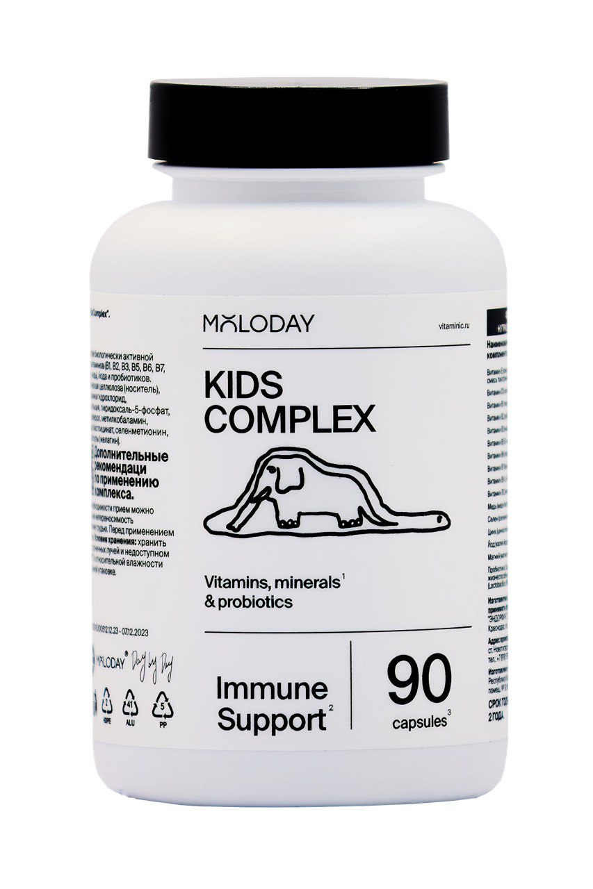 MOLODAY, «Kids Complex» (мультивитаминный комплекс для детей и подростков), капсулы, 90 шт.