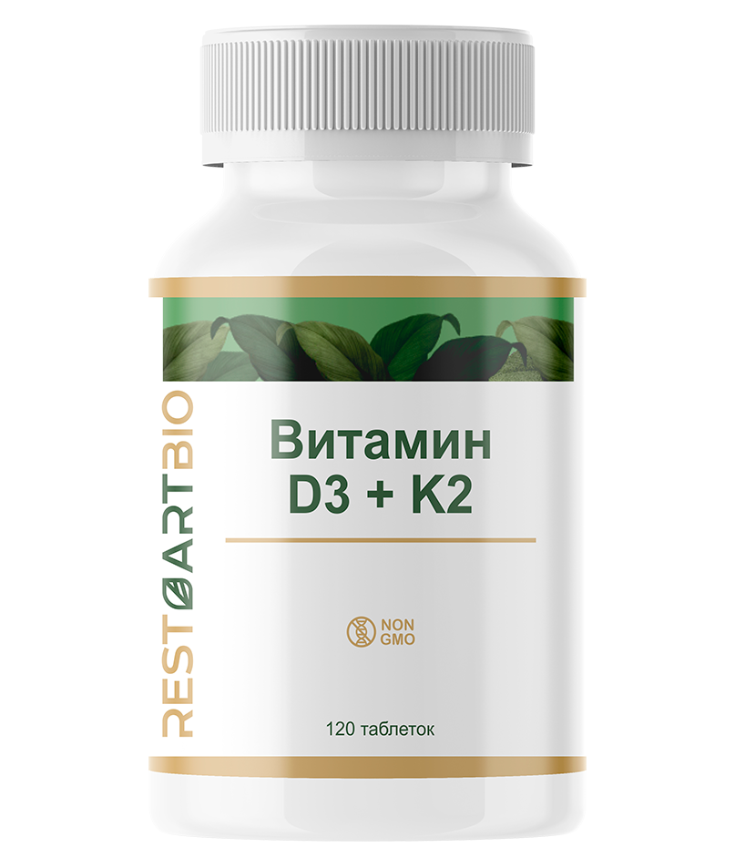 Restartbio, Витамин D3 (600 МЕ) + К2 (МК-7), таблетки, 120 шт.