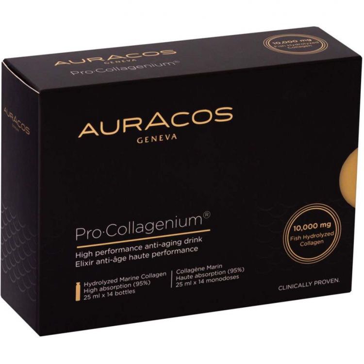 AURACOS, Питьевой гидролизированный антиэйдж коллаген, жидкость, 14*25 мл