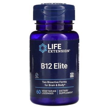 Life Extension, B12 Elite (метилкобаламин + аденозилкобаламин), таблетки для рассасывания, 60 шт.
