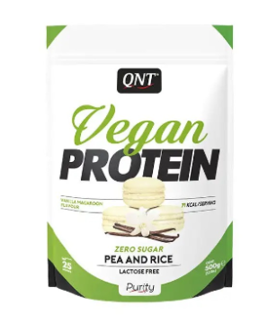 QNT, Протеин «Vegan Protein», со вкусом ванильного макаруна, порошок, 500 г