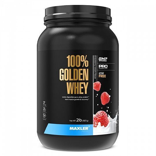 Maxler, Протеин «Golden Whey» со вкусом клубники, порошок, 907 г