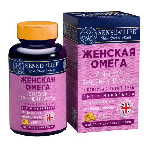 SENSE OF LIFE, Омега-3 с маслом вечерней примулы, капсулы, 60 шт.