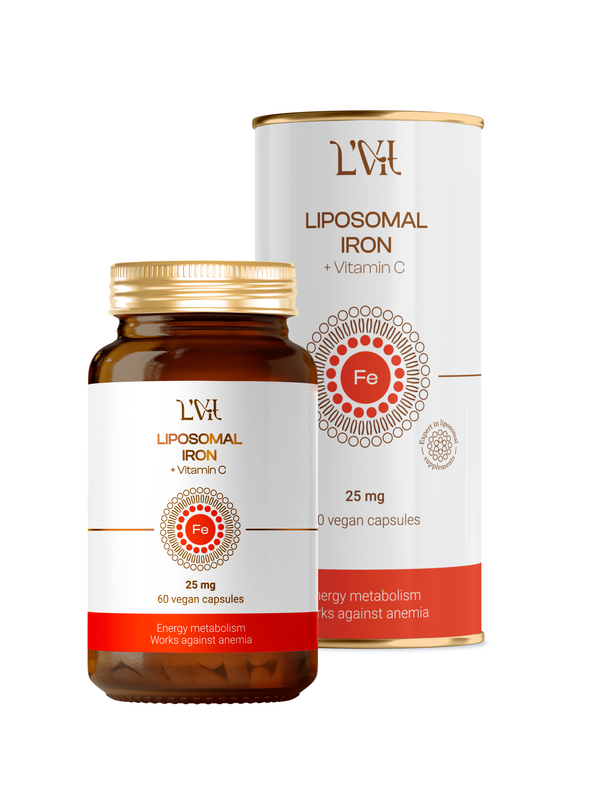 Liposomal Vitamins, Липосомальное Железо (бисглицинат) + Витамин С (аскорбат натрия), растительные капсулы, 60 шт.