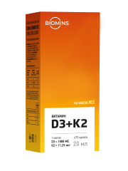 Biomins, Витамин D3 + K2, капли, 20 мл
