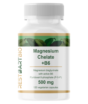 Restartbio, Магний (бисглицинат)+ B6 (P-5-P), капсулы, 120 шт.