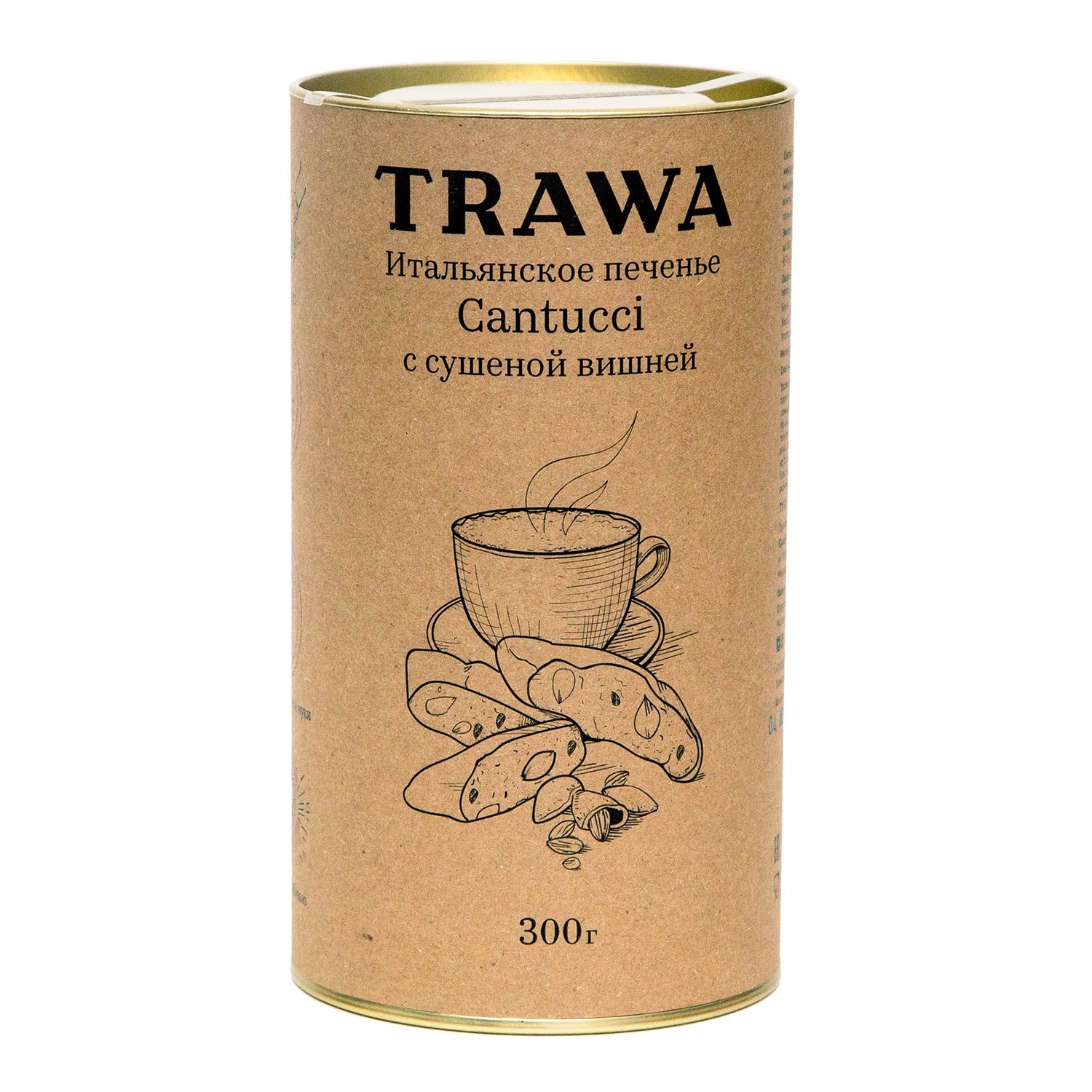 TRAWA, Кантуччи с сушеной темной вишней, печенье, 300 г.