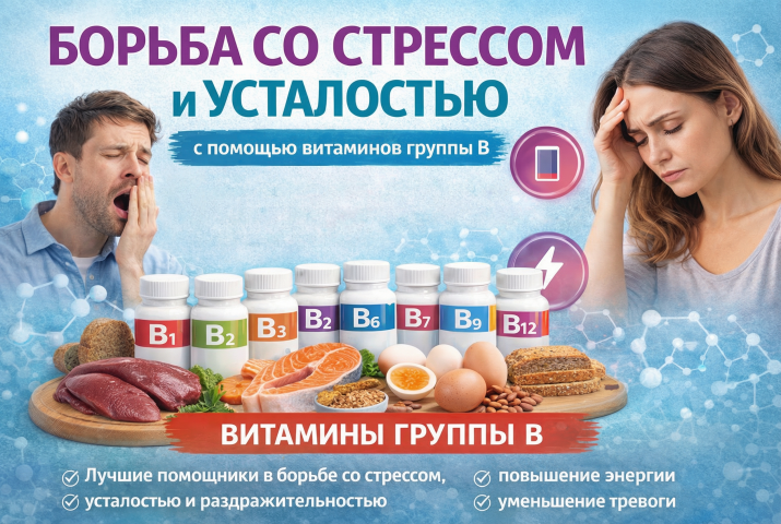 Борьба со стрессом и усталостью с помощью витаминов группы B