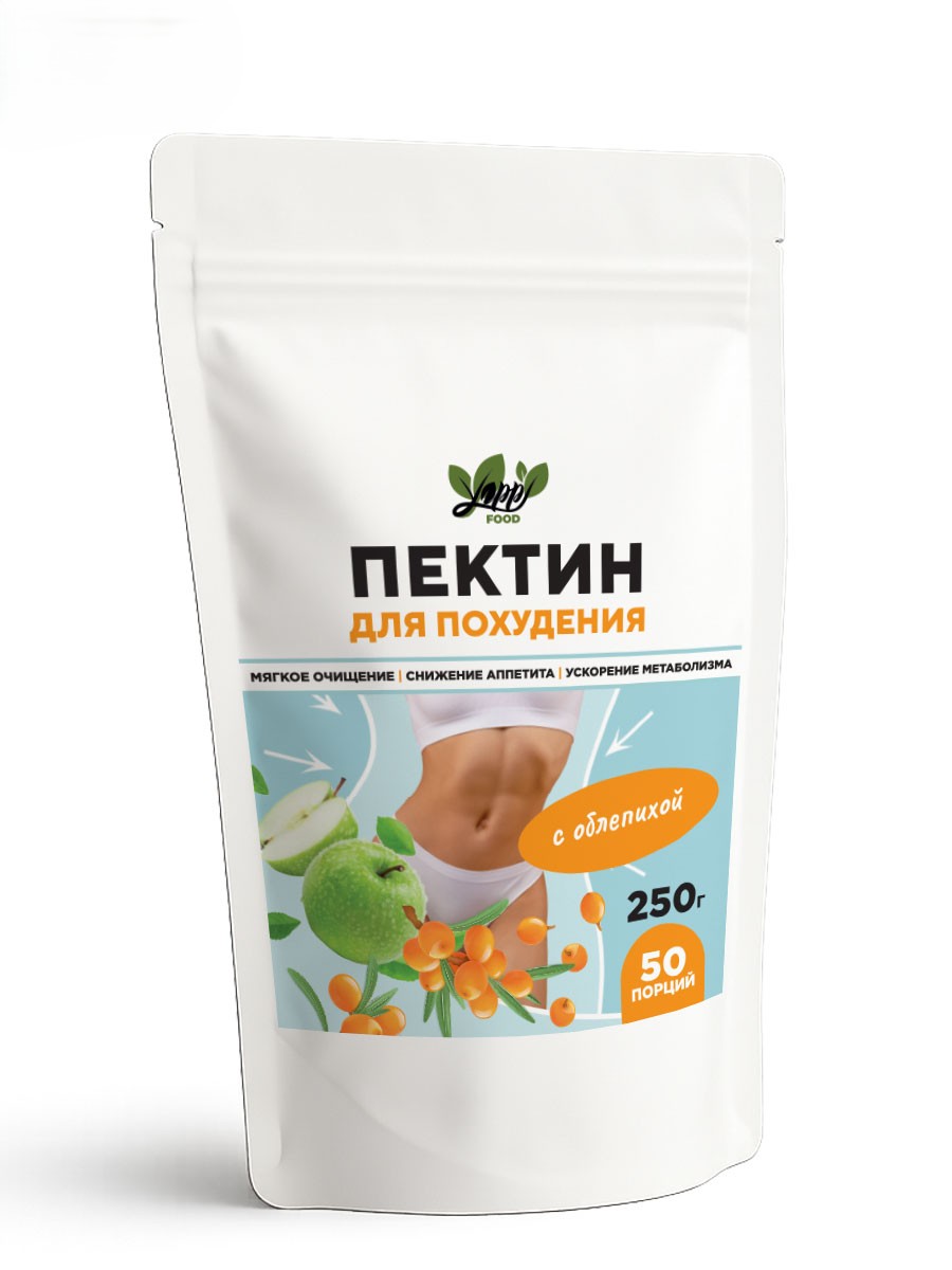 Yappi, Яблочный пектин с облепихой (для похудения), порошок, 250 г