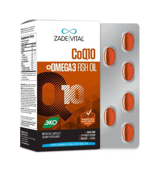 Zade Vital, Коэнзим Q10 (убихинон) + Омега 3, капсулы, 30 шт.