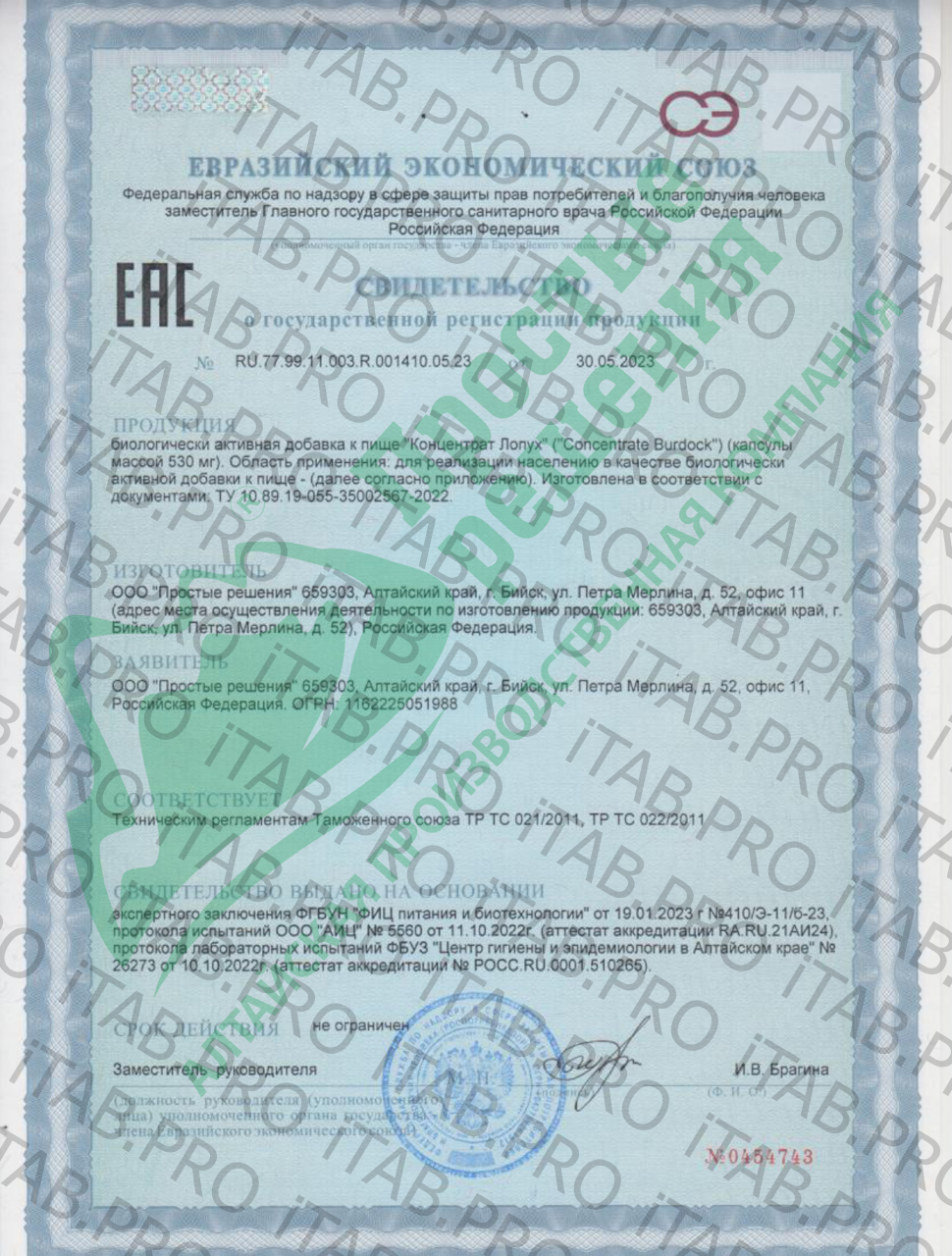 Алтай Простые решения, Концентрат Лопух, капсулы, 60 шт.