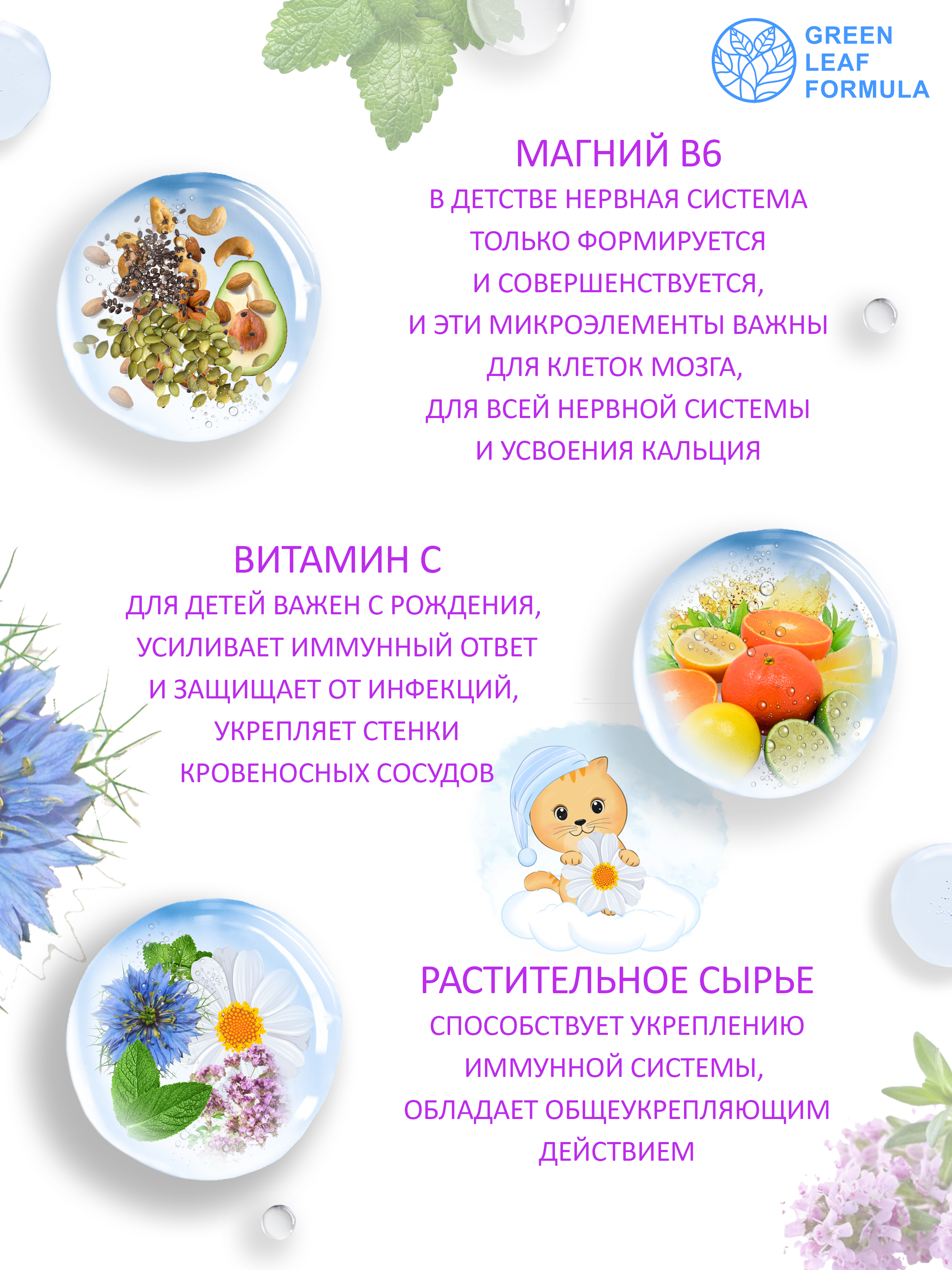 Green Leaf Formula, Детский сироп MG & B6 (для нервной системы), жидкость, 100 мл