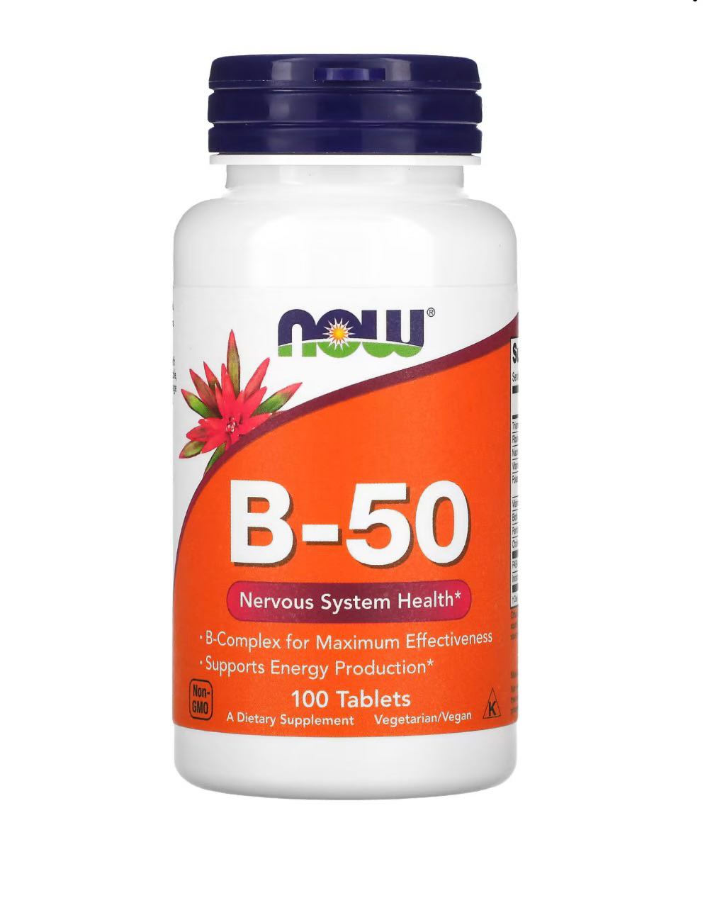 Now Foods, B-50 Комплекс витаминов группы B, таблетки, 100 шт.