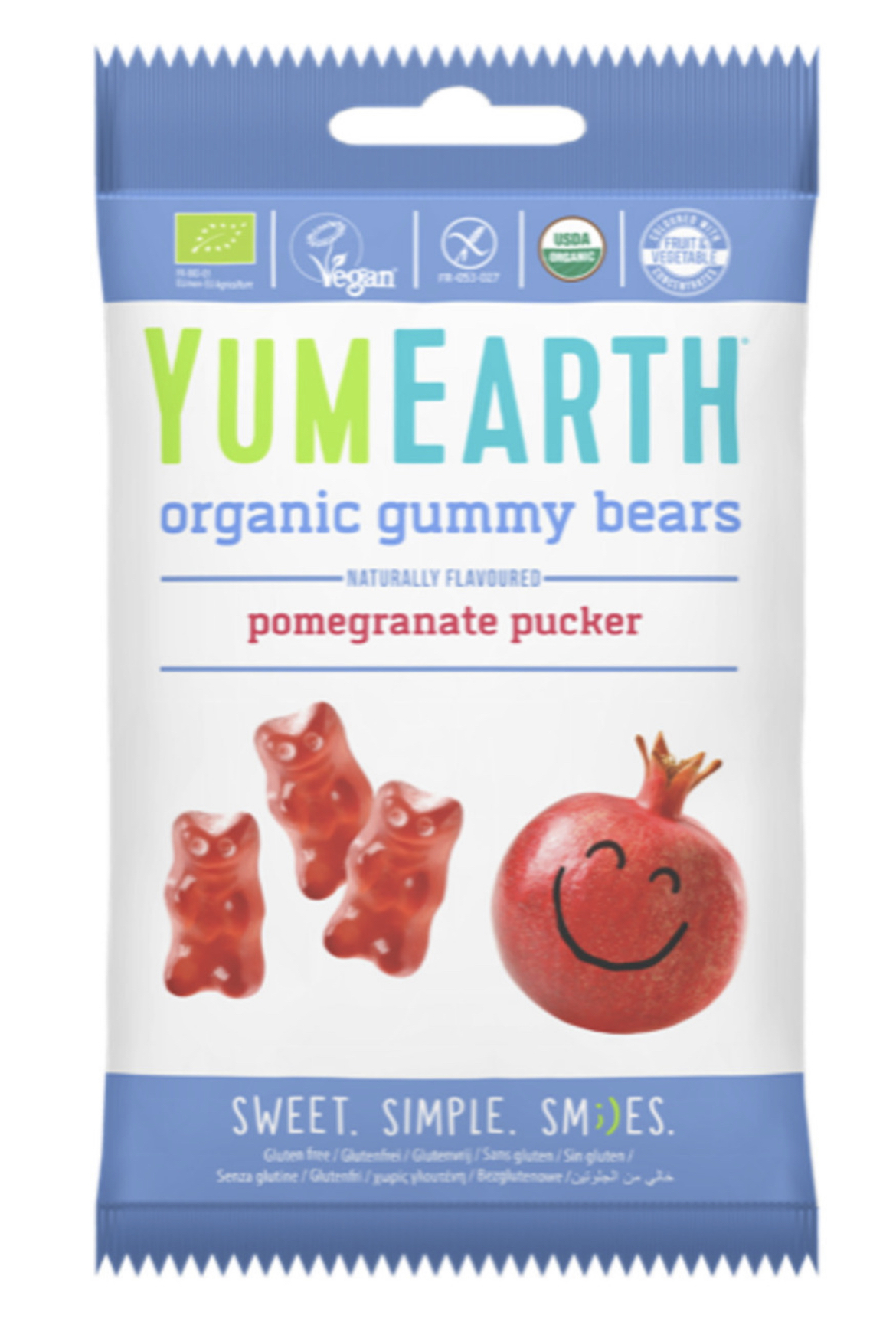 YumEarth, Органический мармелад жевательный со вкусом граната в форме мишек, 50 г
