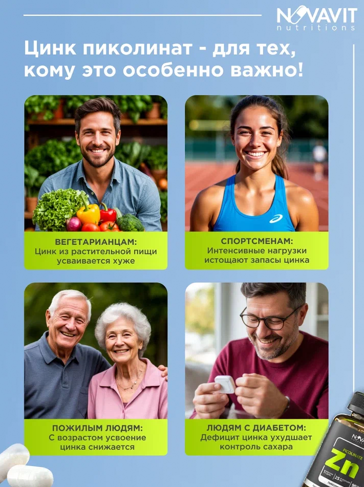 NOVAVIT nutritions, Цинк (пиколинат), капсулы, 90 шт.