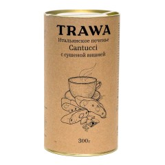 TRAWA, Кантуччи с сушеной темной вишней, печенье, 300 г.
