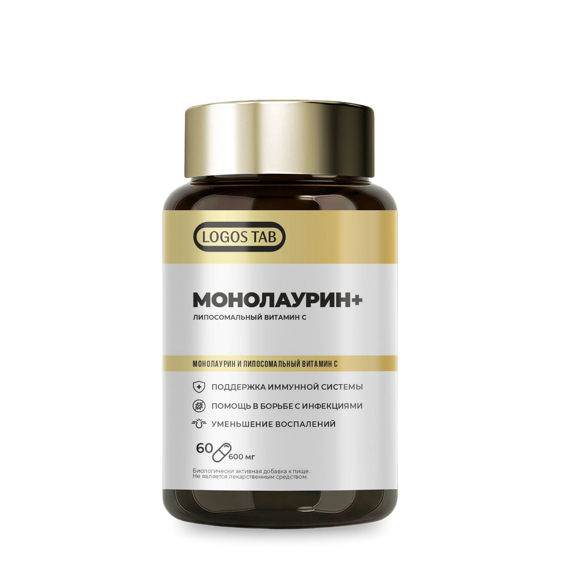 ORGANIC LOGOS, Монолаурин + Липосомальный Витамин С, капсулы, 60 шт.