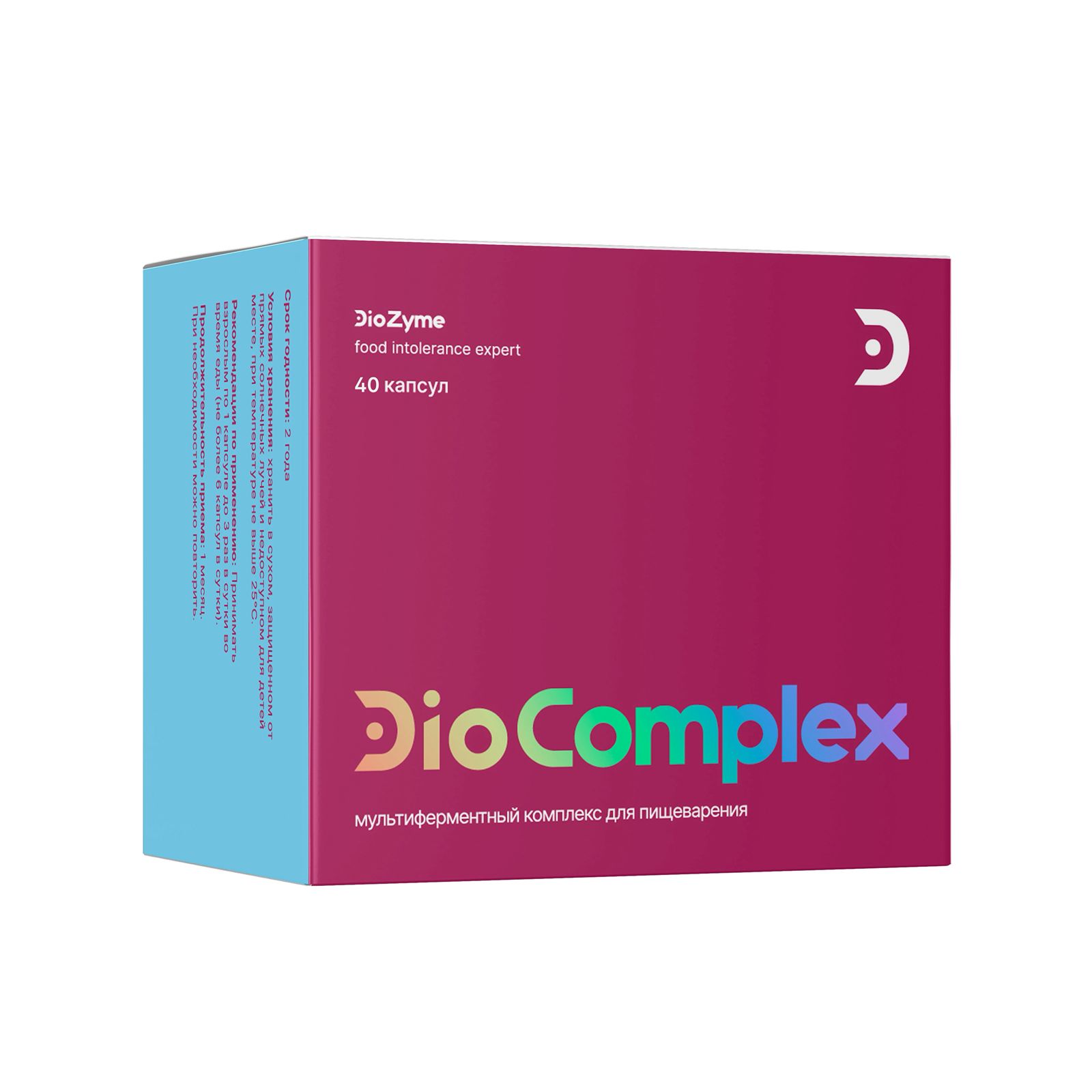 DioZyme, Диокомплекс (мультиферментный комплекс для пищеварения), капсулы, 40 шт.