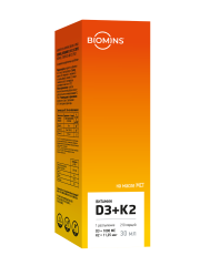 Biomins, Витамин D3 + K2, спрей, 30 мл