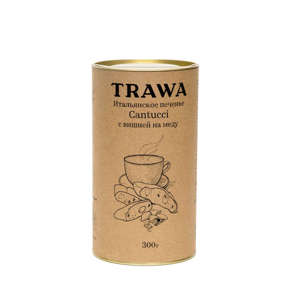 TRAWA, Кантуччи с вишней на меду, печенье, 300 г.