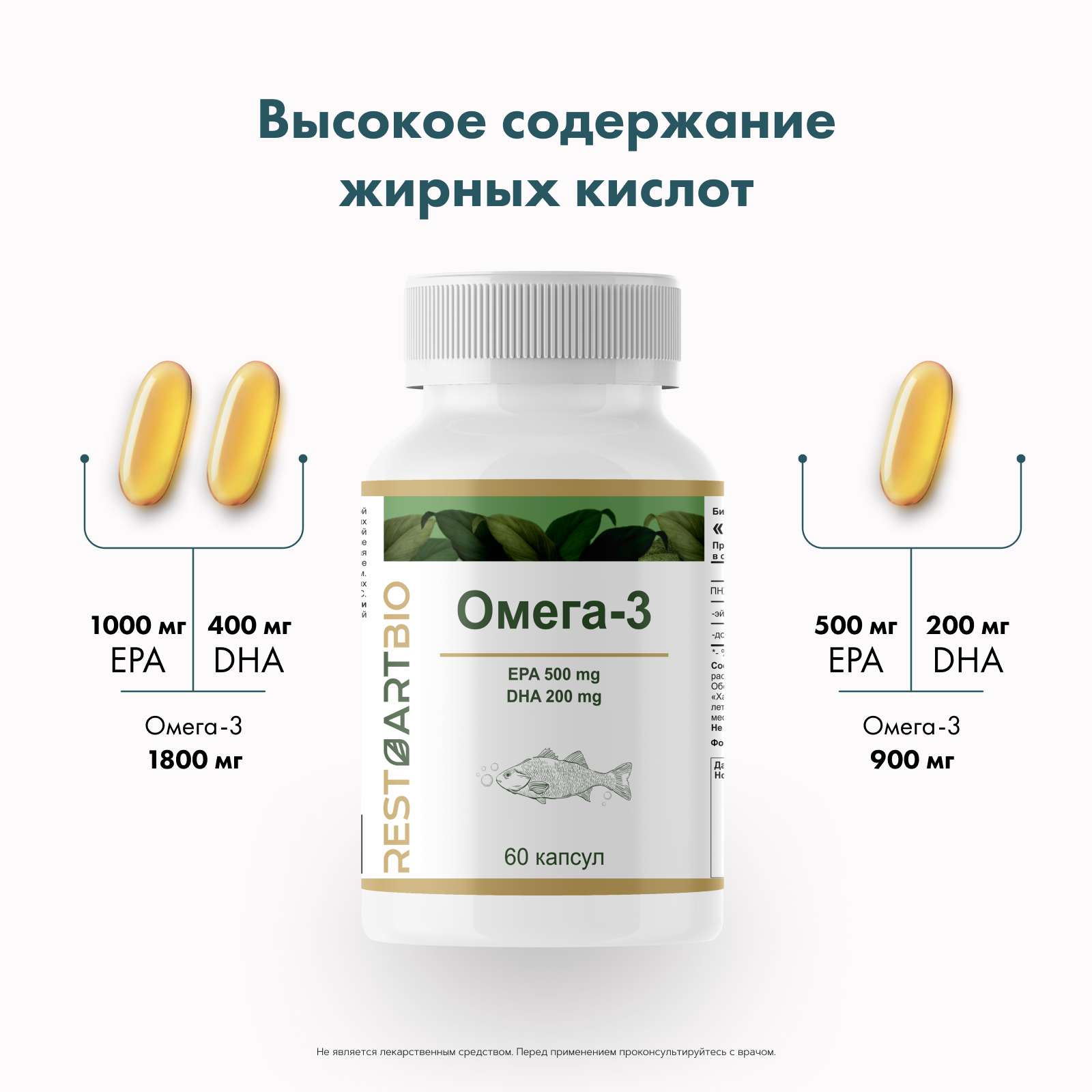 RestartBio, Омега-3 90%, капсулы, 60 шт.
