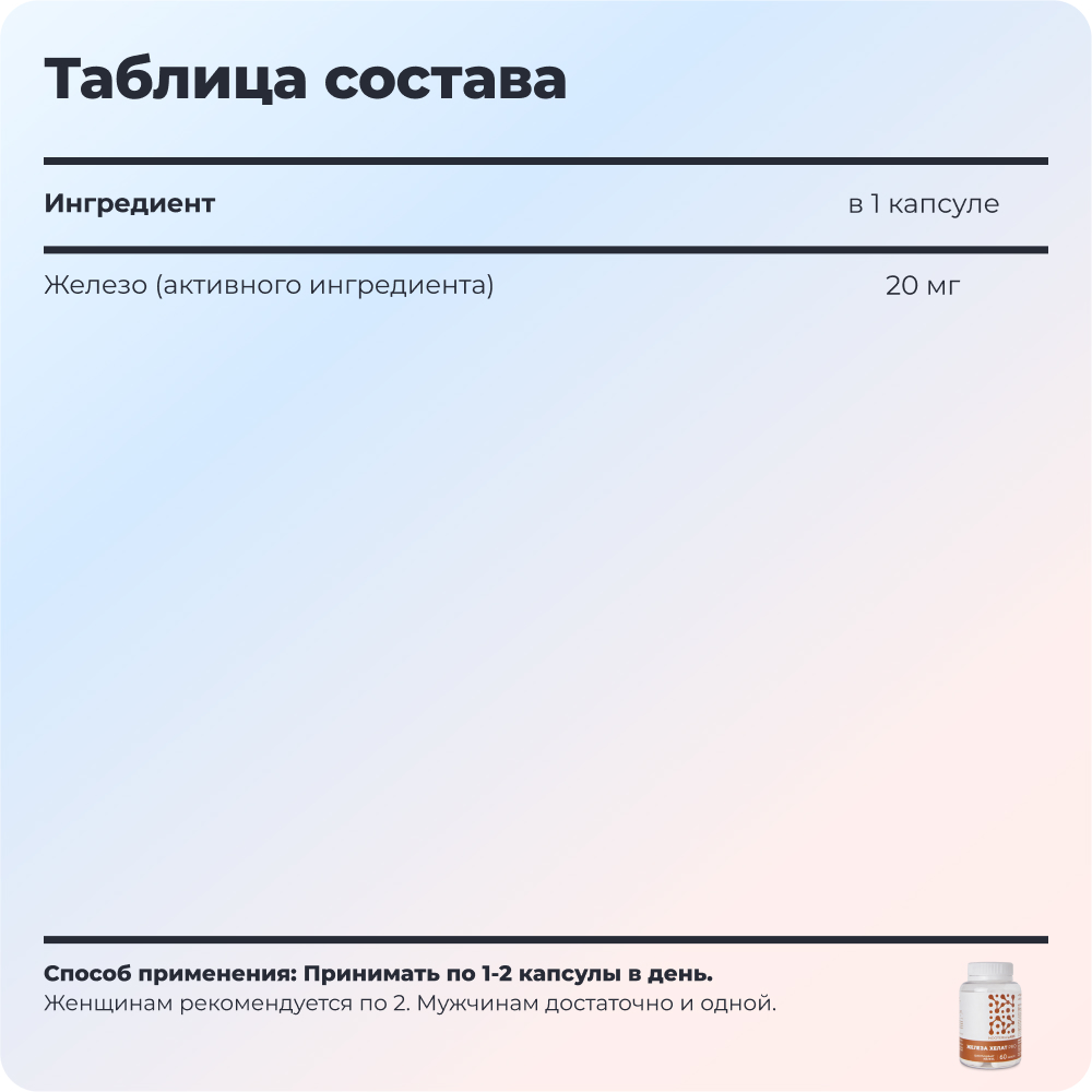 Nooteria Labs, Железа Хелат PRO (бисглицинат железа), капсулы, 60 шт.