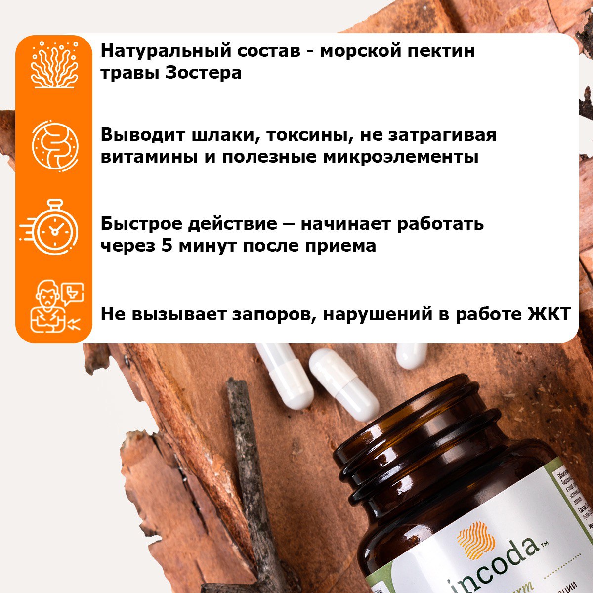 Incoda, Смарт детокс (умный сорбент), капсулы, 20 шт.