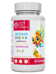 Green Leaf Formula, Детская Омега-3 с витаминами E и D, со вкусом апельсина, капсулы, 60 шт.
