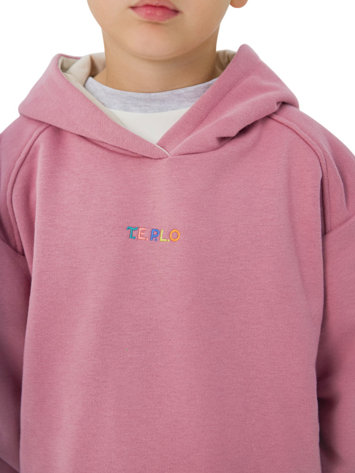 T.E.P.L.O, Худи для детей оверсайз с капюшоном Пудра (Размер 122-128)