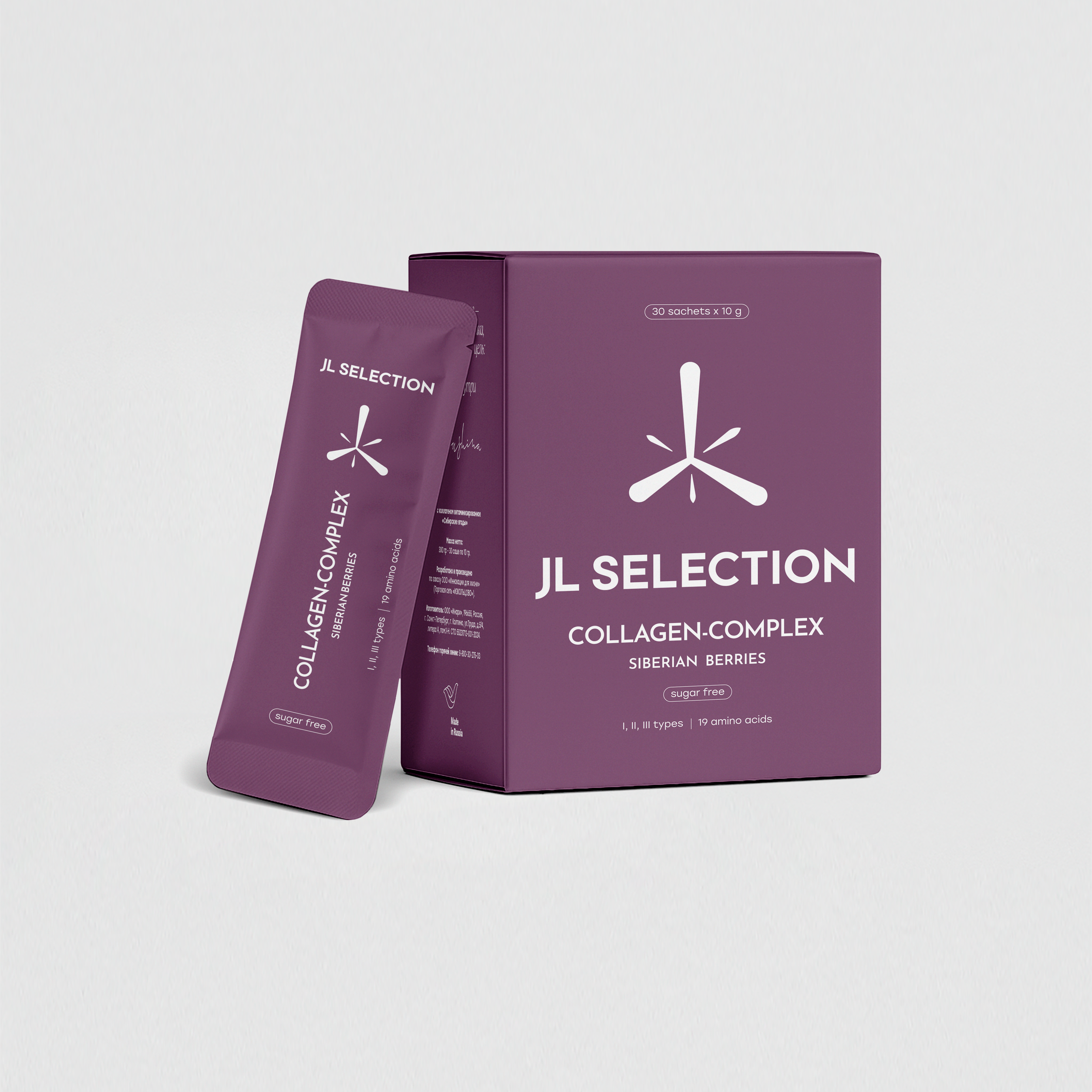 JL SELECTION, Коллаген-комплекс с витамином C, со вкусом сибирских ягод, 10*30 г