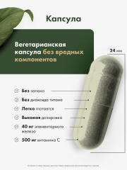 Restartbio, Железо (бисглицинат) + витамин С (аскорбат натрия), капсулы, 120 шт.