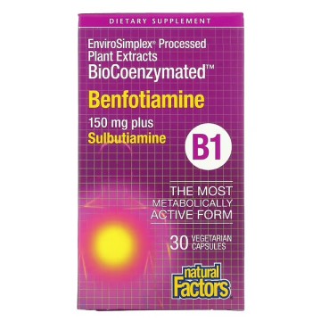 Natural Factors, Витамин B1 (бенфотиамин плюс сульбутиамин), капсулы, 30 шт.