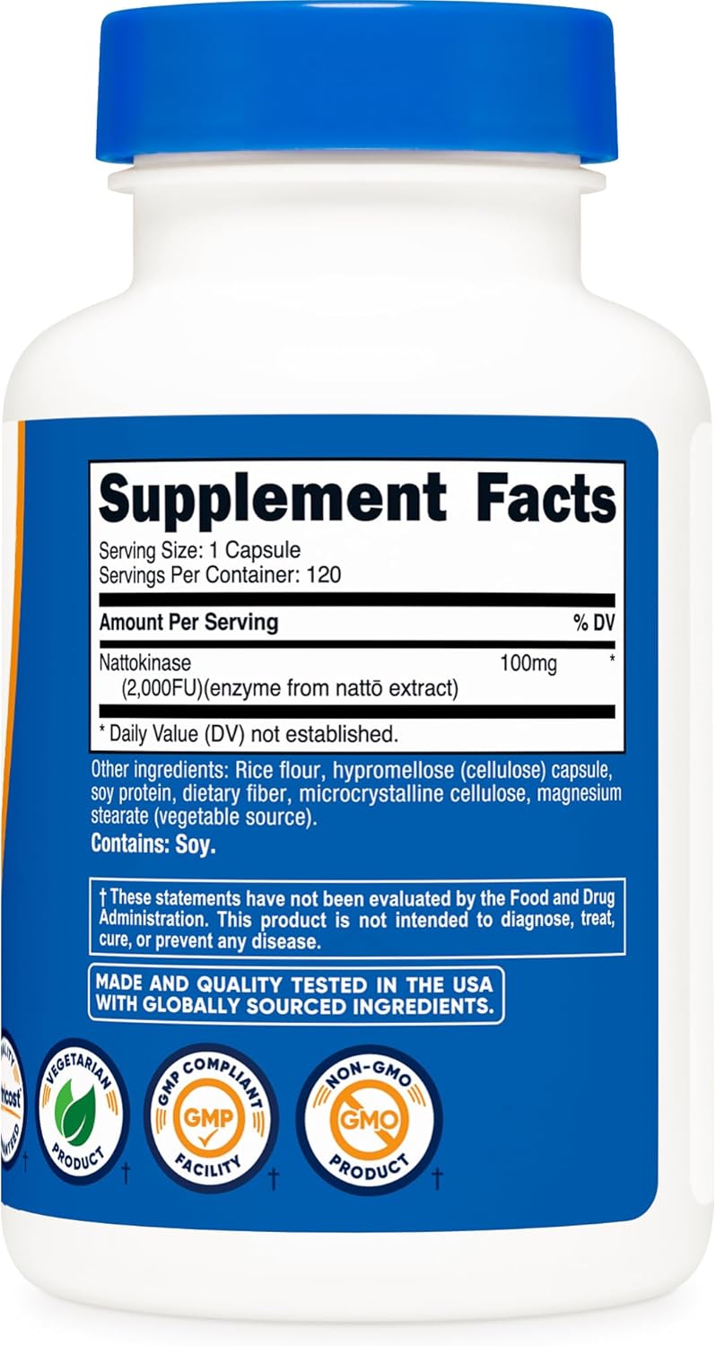 Nutricost, Nattokinase (Наттокиназа), капсулы, 120 шт.