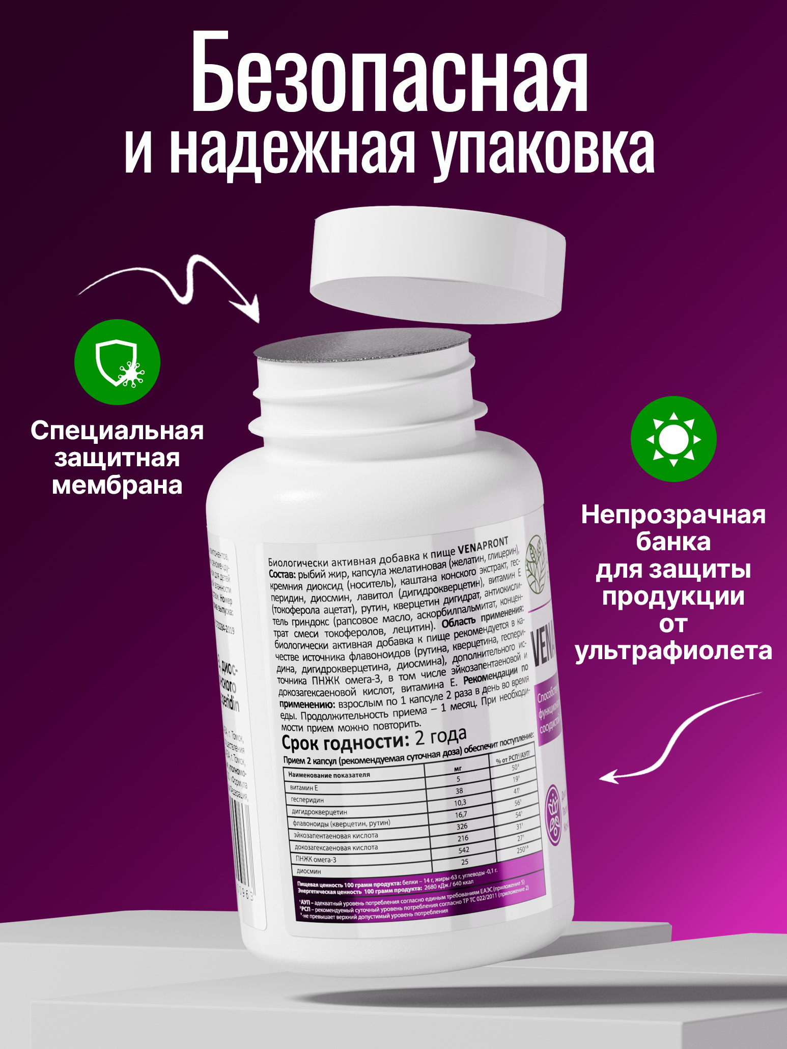Green Leaf Formula, Флебокомплекс VENAPRONT ( венотоник), капсулы, 60 шт.