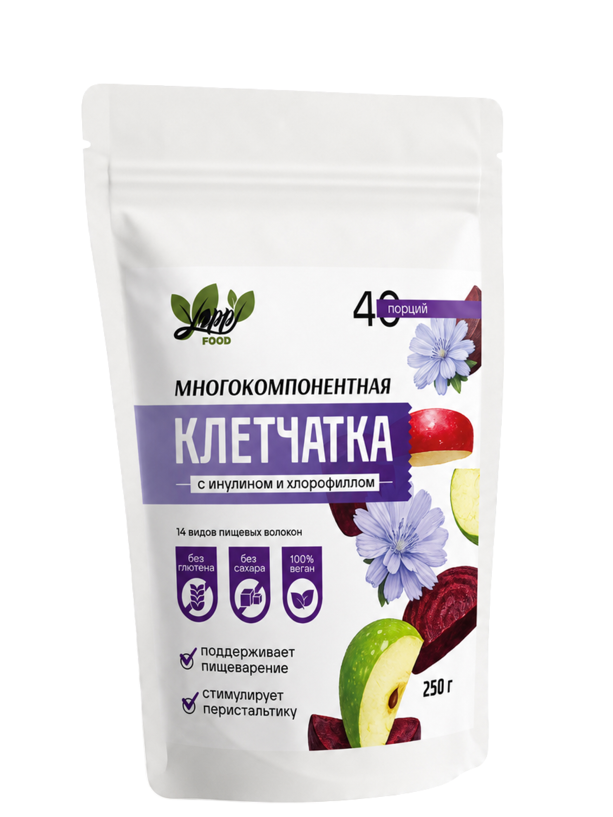 Yappi, Многокомпонентная клетчатка, порошок, 250 г