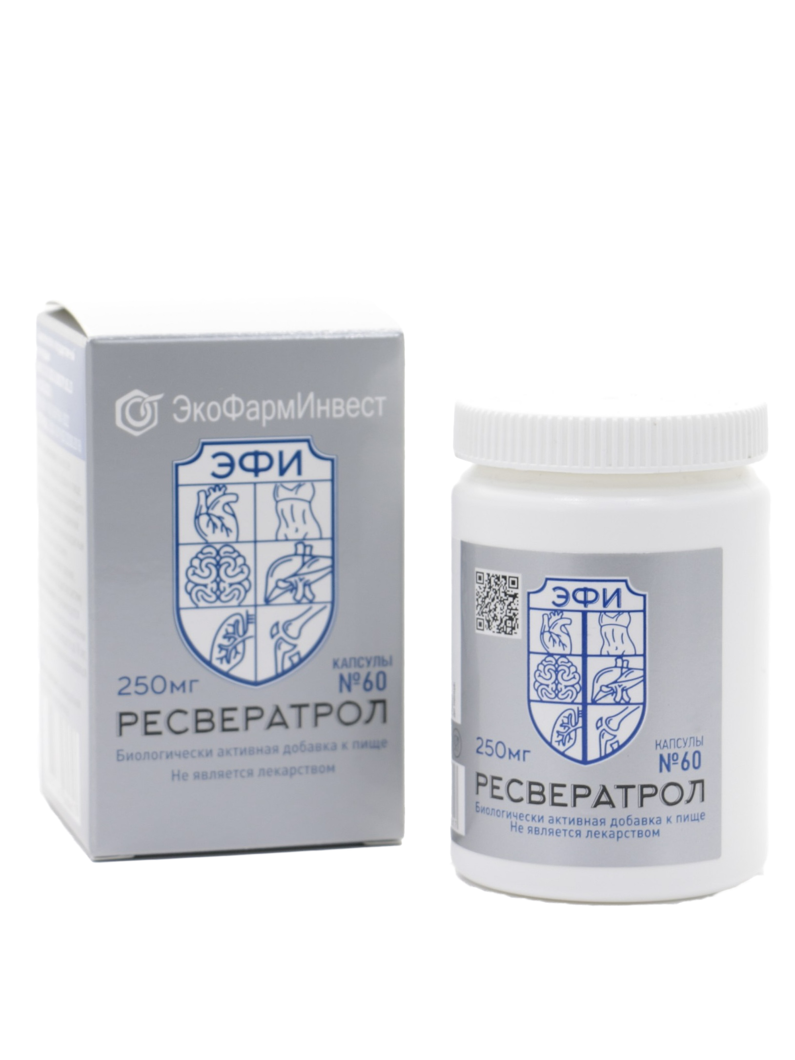 ЭкоФармИнвест, Транс-ресвератрол 98% (антиоксидант), капсулы, 60 шт.