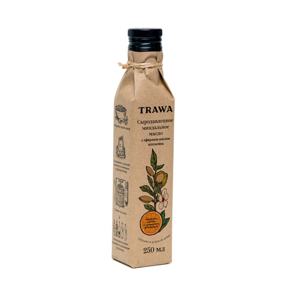 TRAWA, Масло миндальное сыродавленное с эфирами апельсина, 250 мл.