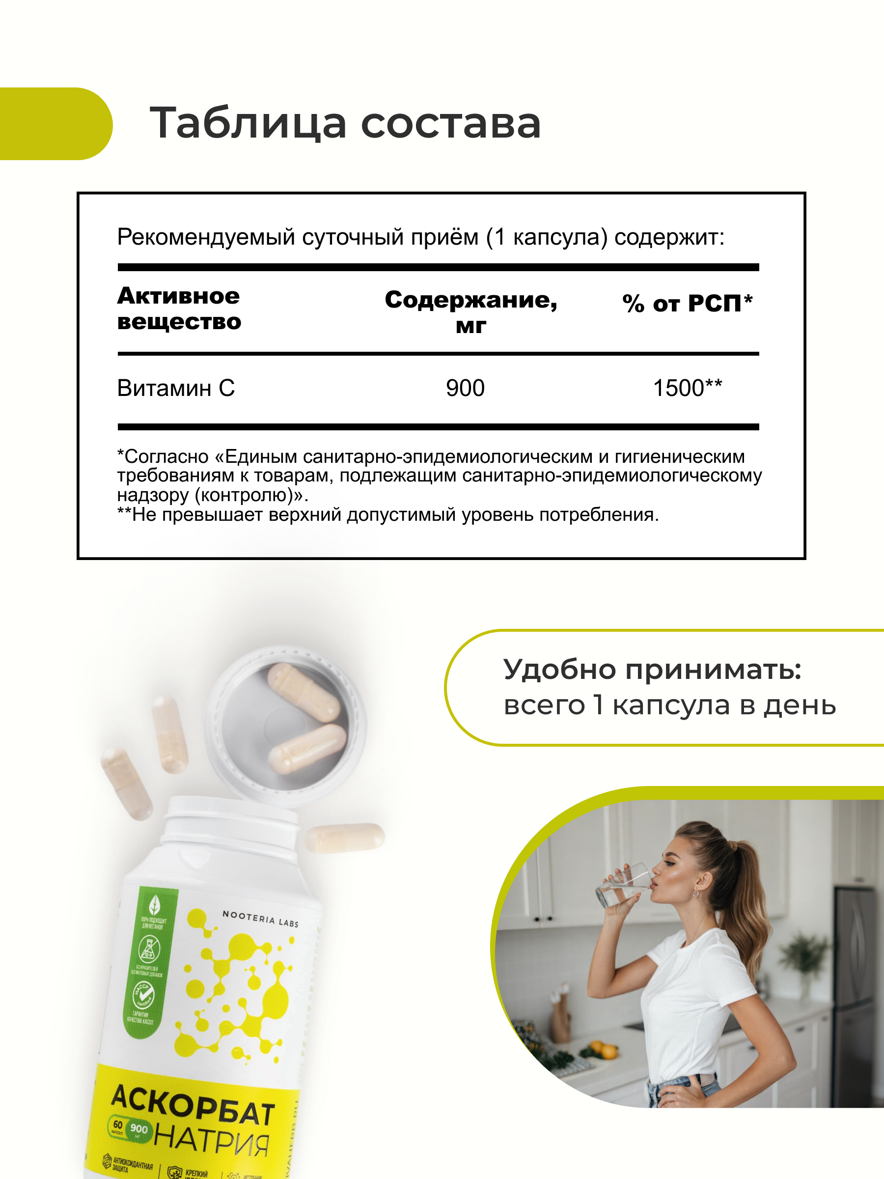 Nooteria Labs, Витамин С (аскорбат натрия), капсулы, 60 шт.